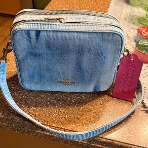 Coach Light Blue Denim Crossbody with Pink Tag (larger size)